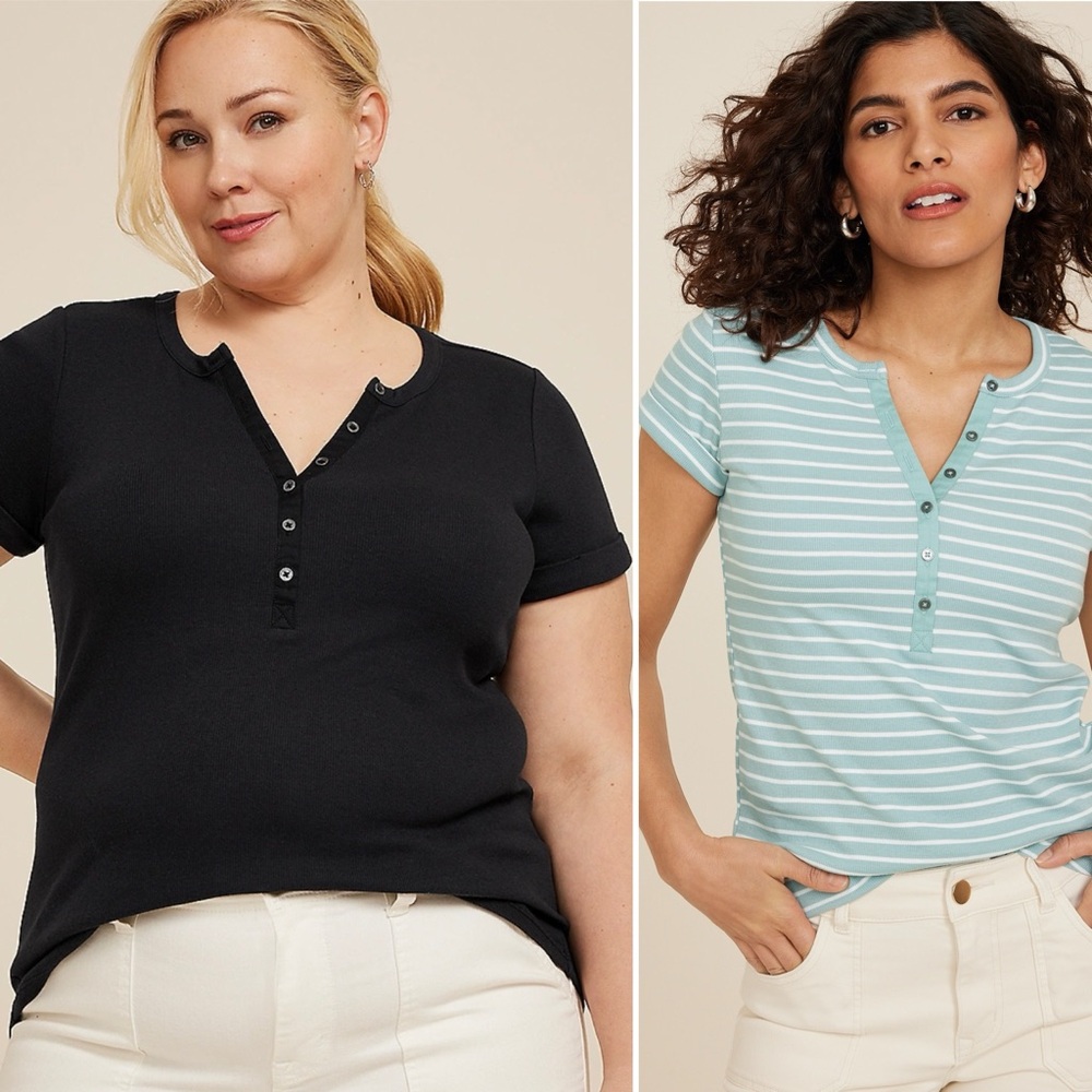 Ribbed Henley Top - listing for both colors!